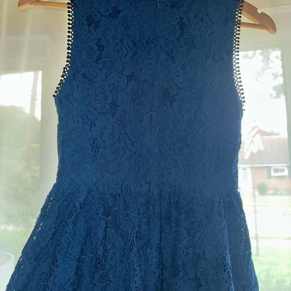 Francesca's Collections High-Low Blue Lace Dress - Picture 4 of 5